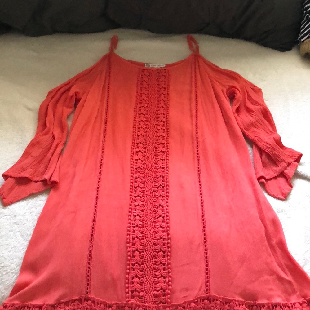 Peach pink mid sleeve dress